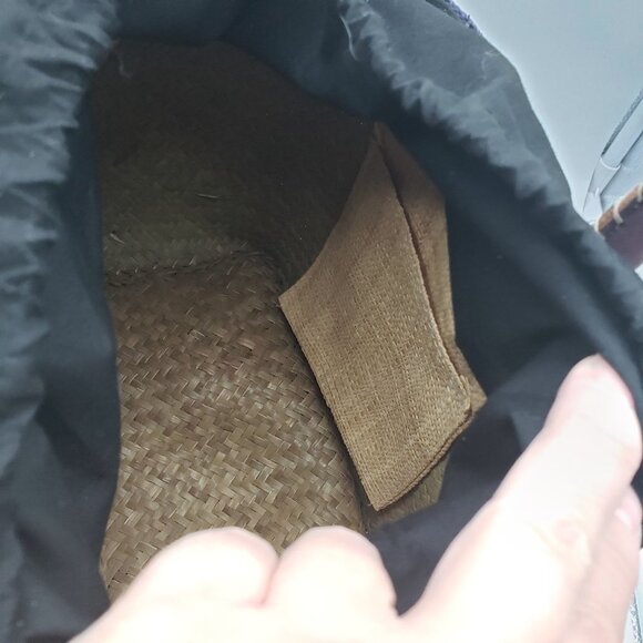 Denim Canvas Straw Cat Hearts Drawstring Purse or Hand Bag - Picture 3 of 9